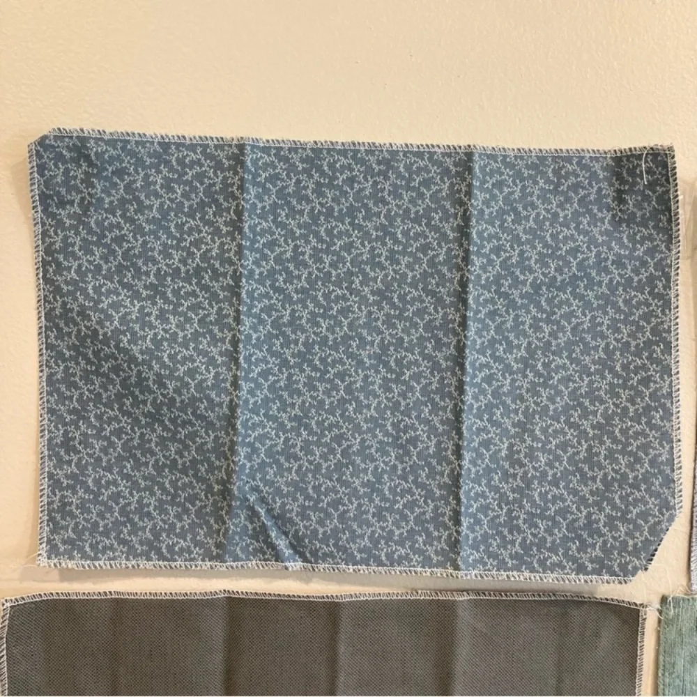 8pcs Fabric Samples Lot - Rustic Blues and Greys Paisley Damask Solid